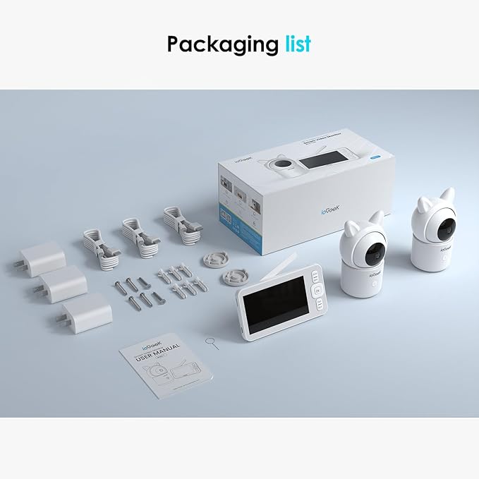 ieGeek Baby Monitor with Camera and Audio, 5" Split Screen HD Video Monitor - Secure WiFi Baby Camera with Night Vision, 2-Way Talk, Motion Detection, Temperature&Humidity Sensor, Privacy Protection