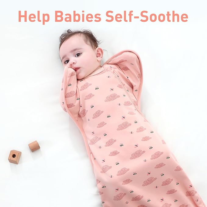 Baby Sleep Sack Swaddles for Newborn 0-3 Months, Arms Up Swaddle Blanket 2 Packs Cotton, Hands Up 3-Way Transitions to Arms-Free Wearable Sleeping Sack Bag for Boys Girls Snug Fit Calms Startle Reflex