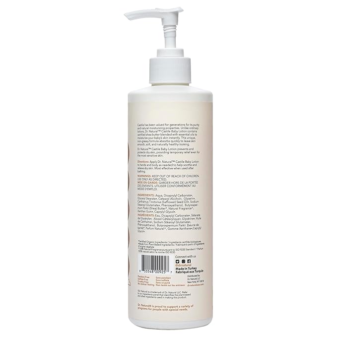 Dr. Natural Moisturizing Baby Lotion - Shea Butter Baby Lotion for Newborn and Kids - Sensitive Skin Body Lotion - Shea Butter and Vanilla - 16 oz