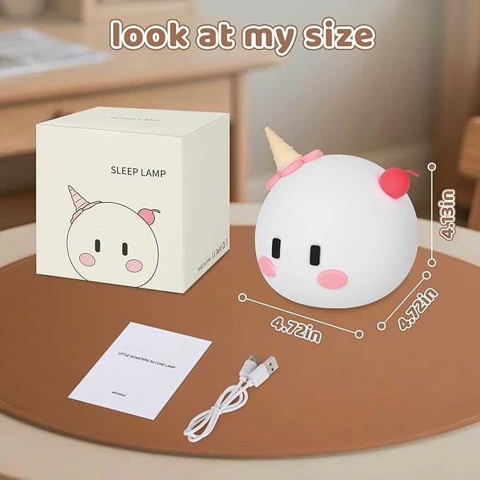 Monster Night Light for Kids, Silicone Touch Night Light for Baby Nursery, Voice-3-Level Warm Light Adjustment Portable Nursing Room Light, Rechargeable Nightlight for Girls and Boys Bedside Gift