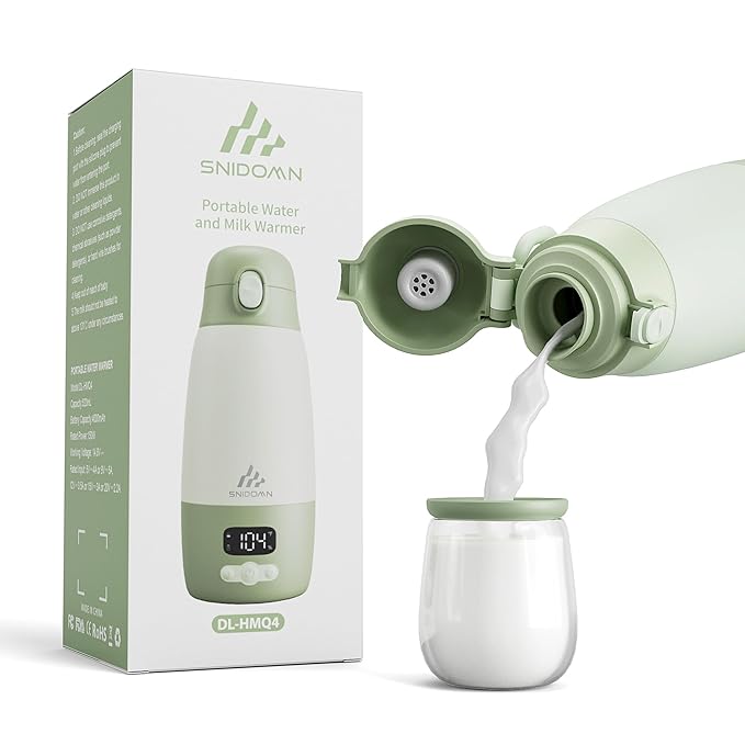 Portable Bottle Warmer for Travel, 2-Min Fast Heating Baby Bottle Warmer for Breastmilk & Formula, 17.8oz Formula Container to Go, Long Battery Life & Temp Control, Portable Milk Warmer On The Go