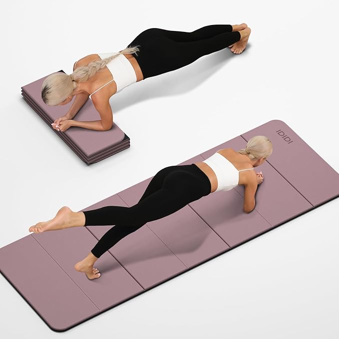 Foldable Yoga Mat Extra Thick 0.32 Inches Eco-Friendly POE Material, Non-Slip Design Fitness Mats, Multi-Purpose Workout Mats For Studio or Home Use (70 x 24 x 0.32 inches)