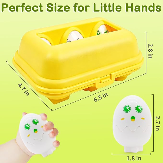 Egg Toys for Toddlers 1-3, Matching Eggs Set Color Sorting Sensory Educational Learning Fine Motor Skills Shape Sorter Baby Puzzle Travel Game Montessori Gift for 1 2 3 Year Old Kid Boy Girl