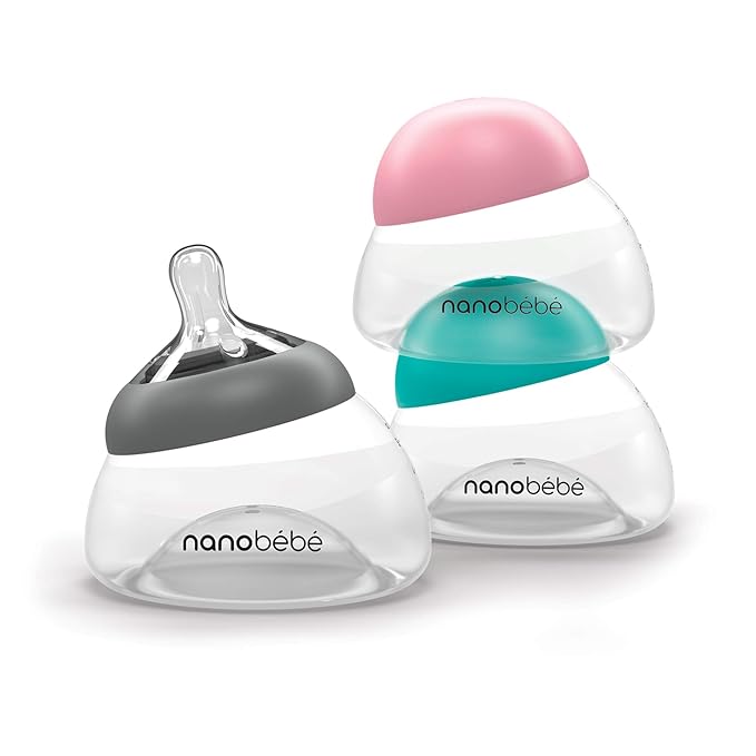 Nanobebe Breastmilk Bottle, Breastfeeding Newborn Breast Like, Anti Colic, Perfect Latch, Preserves Breast Milk nutrients, Twin-Pack Teal