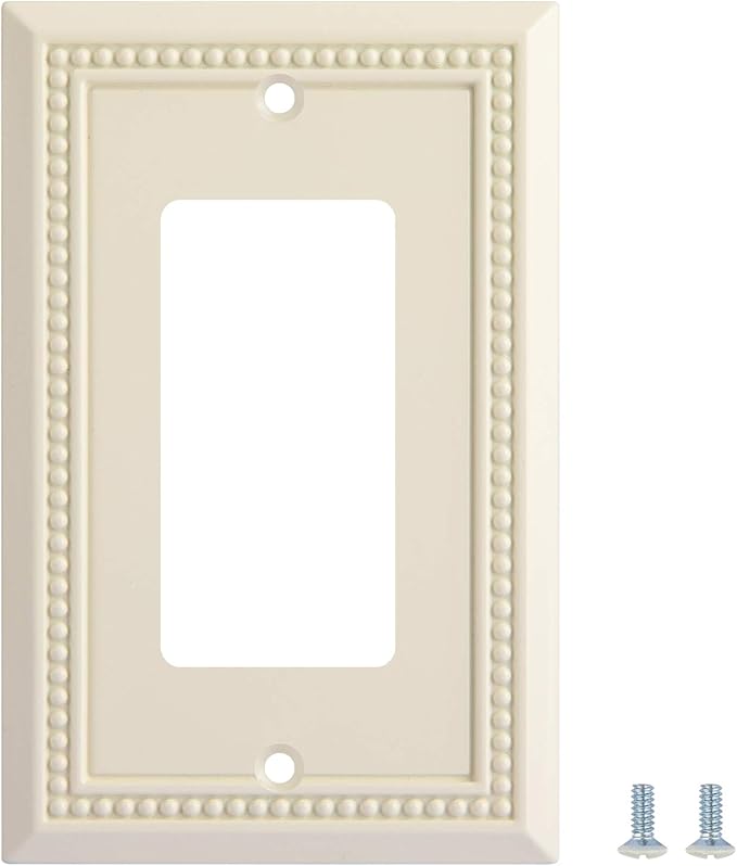 Henne Bery Sunken Pearls Heavy Duty Decorative Wall Plate Switch Plate Outlet Cover (Single Decorator, 3 Pack, Light Almond)