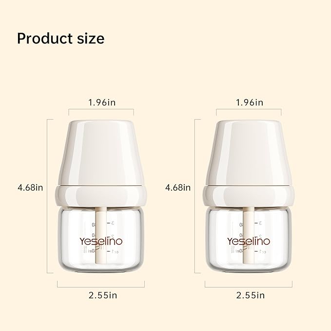 Natural Nursing Glass Baby Bottle - with Anti-Colic Vent System - BPA-Free, 2.7 oz/80ml with Slow Flow Nipple, 0-6 Months, 2 Pack (Includes 4pcs Nipples)