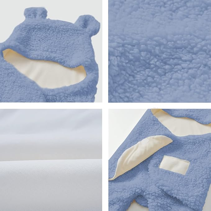 Baby Swaddle Blanket Boys Girls Cute Bear Plush Essential Receiving Blanket Ultra-Soft Newborn Registry Sleeping Wraps for Infant 0-6 Months - Blue