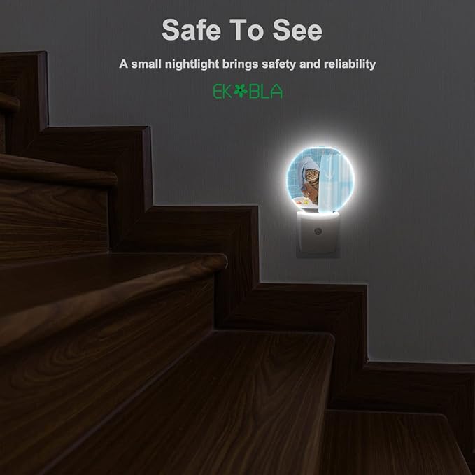 EKOBLA Funny Cat Night Light Kitten Cat with Shower Cap in Bathtub Night Lights Plug into Wall for Boys Girls Men Women, Fun Animal Plug-in Nightlights LED Dusk to Dawn Sensor