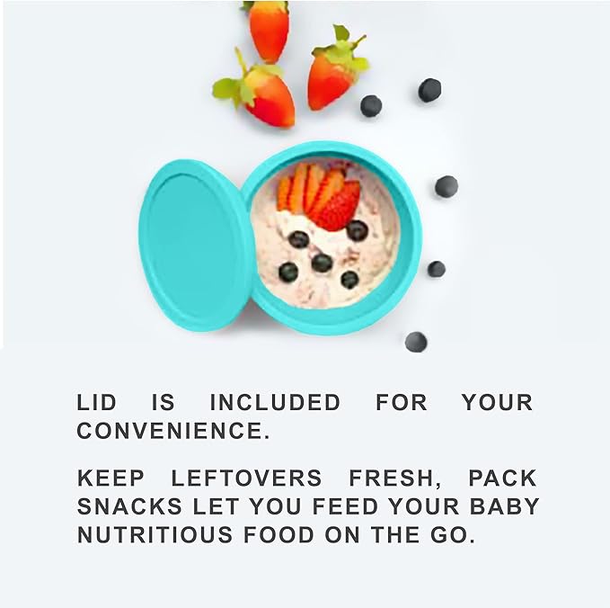 Octopod Silicone Baby Suction Bowl With Lid - Toddler & Baby Bowls, Baby Food Containers, Spill Proof Bowls For Toddlers, Suction Baby Bowls With Lids, Food Grade Silicone Bowls For Babies (Turquoise)