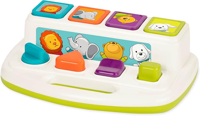 Battat – Cause – And – Effect Toy – Developmental Toy With Buttons & Colors – Color Sorting Animal Toys – For Kids, Toddlers, Babies – 18+ Months – Pop – Up Pals