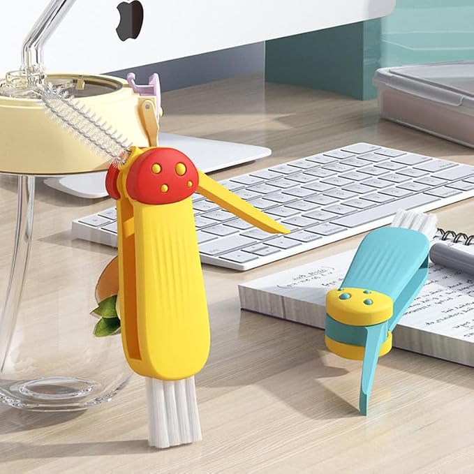 3 in 1 Cup Lid Cleaning Brush, 2025 New Multifunctional Cleaning Brush Crevice Cleaner Brush for Bottle Gap Tight Spaces, 3 in 1 Portable Cup Lid Cleaner with Brush (Blue)