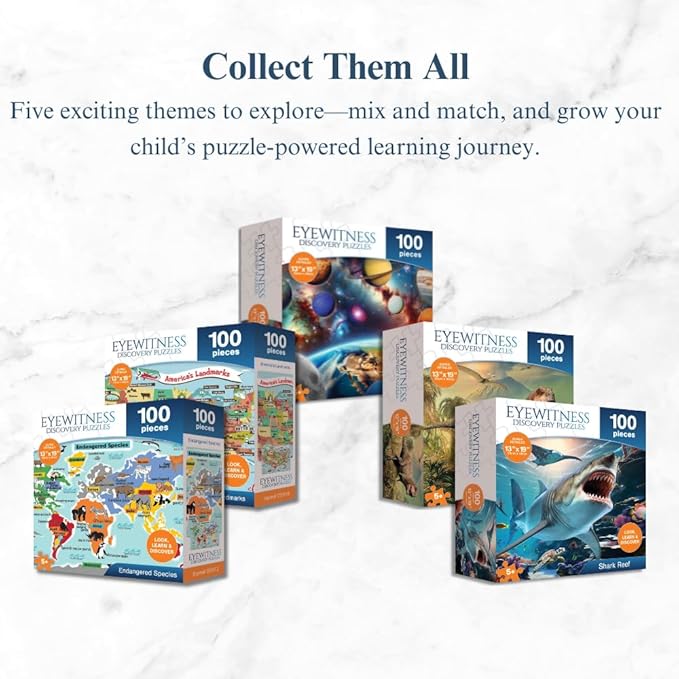 Eyewitness Discovery Puzzle Endangered Species, 100 Piece Jigsaw for Kids, Educational Learning Toy for Boys & Girls, Children Ages 5+