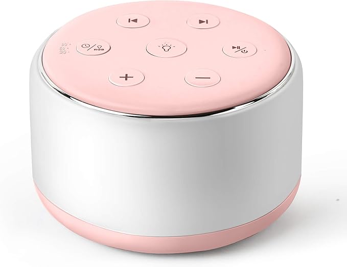 FamiSym Portable Sound Machine for Babies Kids Sleeping – Rechargeable, 7 Colors Night Light, 34 Soothing Sounds, Baby Sleep Soother, Lullaby White Noise Machine, Shush, Baby Shower, Registry Gift
