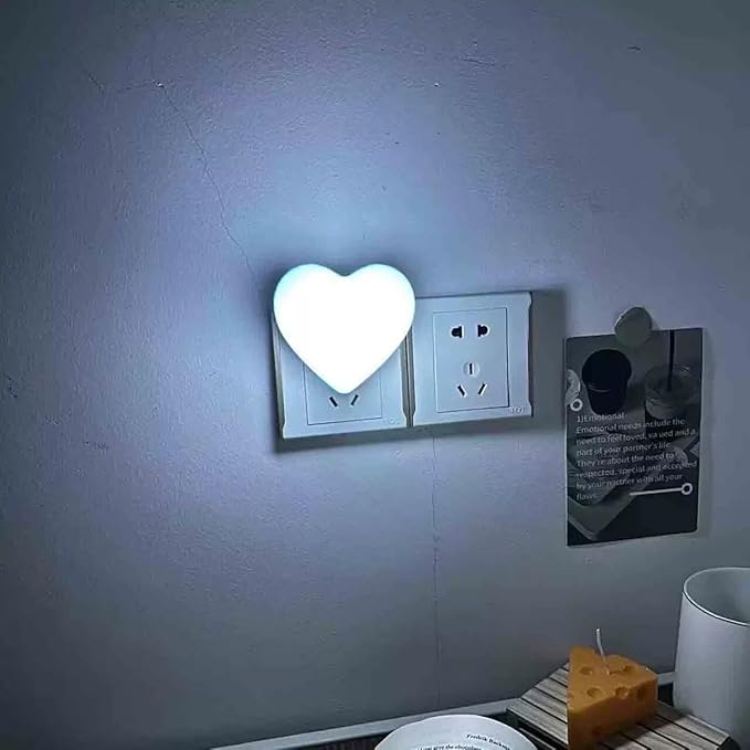 Night Lights Plug into Wall - Cute Heart LED Night Light for Kids, Plug in Nightlight with Smart Auto On/Off Dusk to Dawn Sensor, Soft Warm Blue Lamp for Bedroom Nursery Living Room Bathroom Hallway