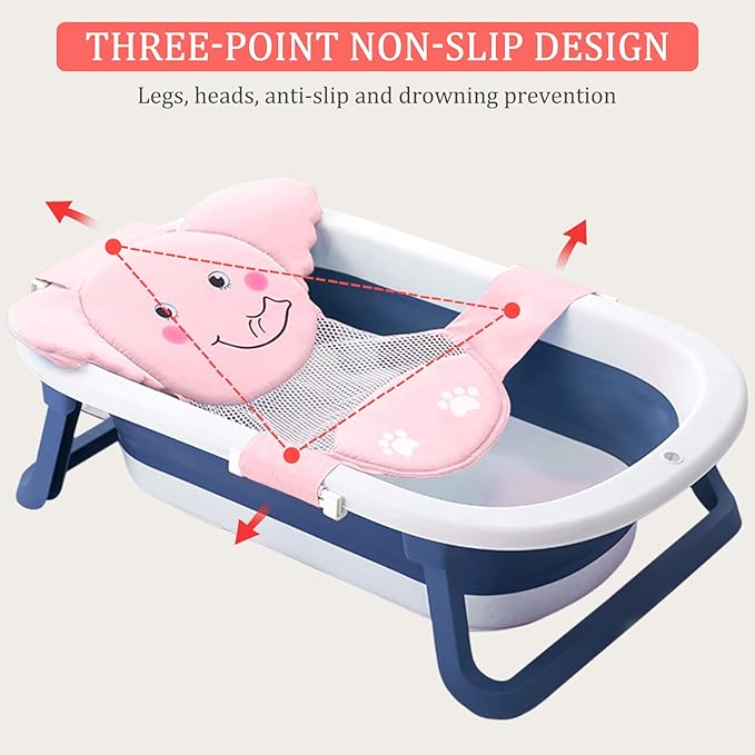AIR&TREE Baby Bath Seat Support Net, Quick Drying, Adjustable, Comfortable, Non-Slip, Infant Bathtub Sling Shower Mesh for a Tub, with Safety Support Corners (Pink)