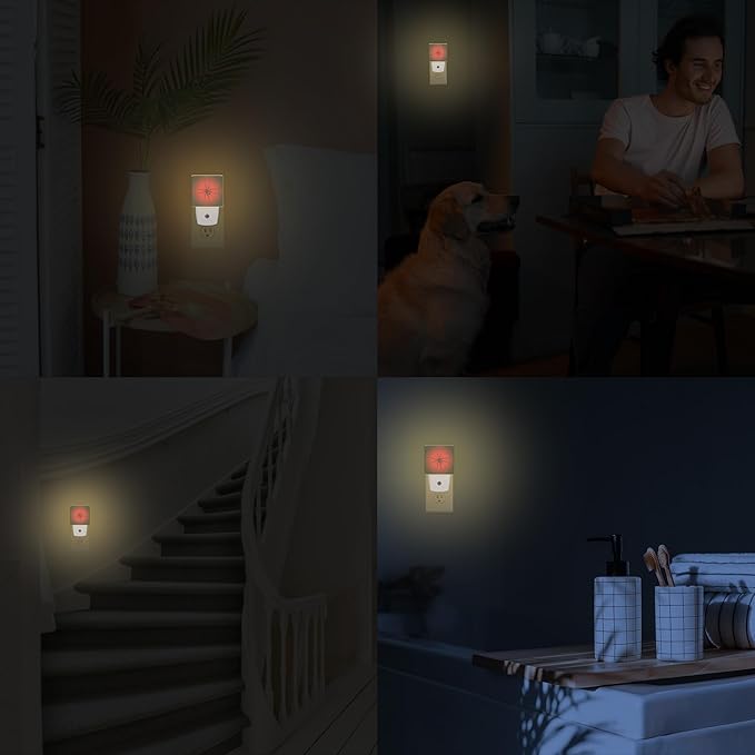 Red Spider Web Night Light Cobweb Trap Gossamer Plug in Night Lights LED Lamp with Dusk to Dawn Sensor Auto Energy Saving Square Lights for Bedroom Bathroom Hallway Home Wall Decor Nightlight