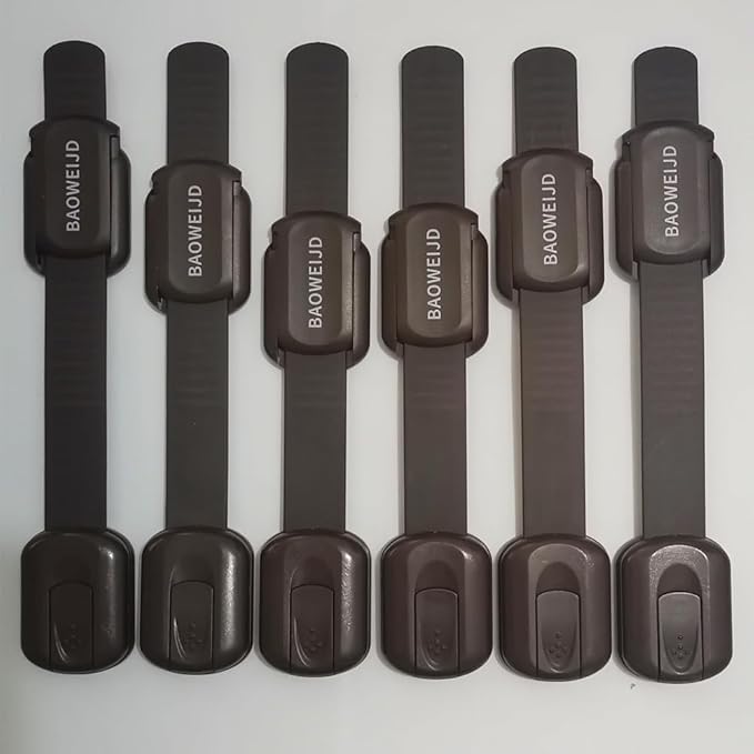 Child Safety Cabinet Locks for Baby Proof,Child Proof Safety Locks for Cabinets,Drawers,Cupboard,Oven,Fridge,8Packs Brown Locks,BAOWEIJD