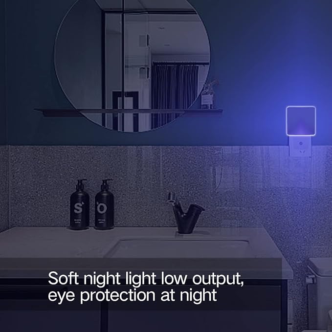 KINUR Blue Night Light,2 Pack LED Night Lights Plug into Wall with Dusk to Dawn sensors, Plug in Night Lights for Kids Room, Bedroom, Bathroom, Baby Nursery,Stair Lights, Hallway Light