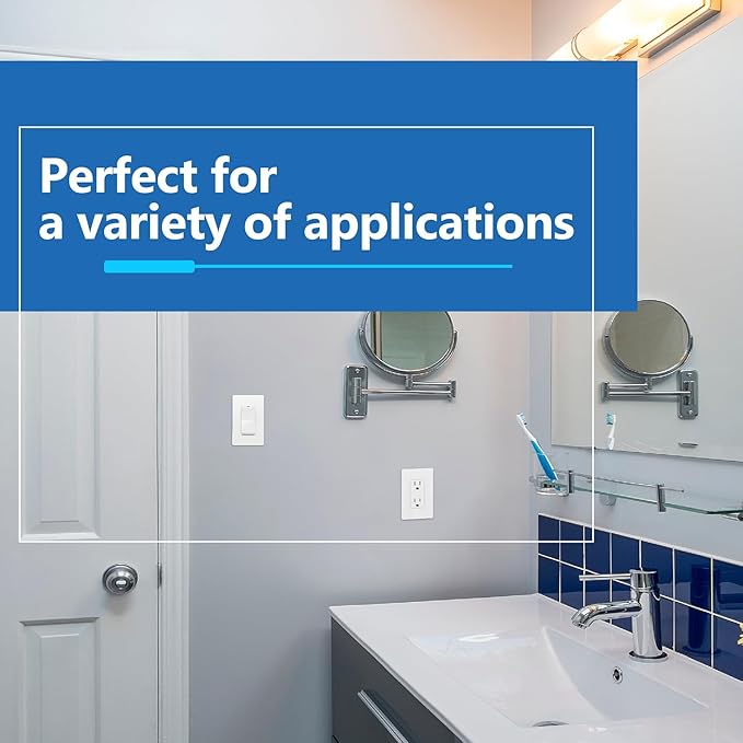 LIDER Matte Finish Decorator Switch Cover, Screwless Wall Plate, Mid-Size 1-Gang 4.88" x 3.11", Unbreakable Polycarbonate Thermoplastic, UL Listed, LSWP-31M-W2P, White, 2 Pack