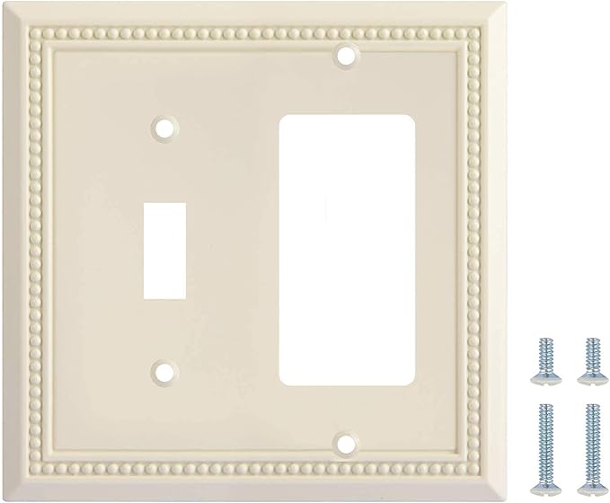 Henne Bery Sunken Pearls Heavy Duty Decorative Wall Plate Switch Plate Outlet Cover, Durable Solid Zinc Alloy (Toggle/Decorator, Light Almond)