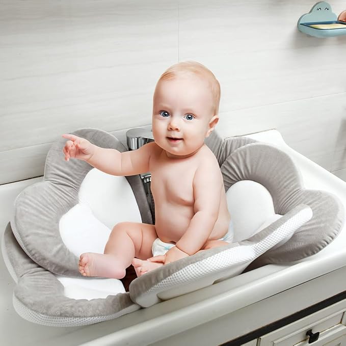 PandaEar Soft Baby Bath Flower for Sink Newborn, Portable Baby Bath Pad Bathtub Cushion, Safe Flower Tub Sink Bath Mat for Baby Infant