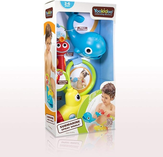 Yookidoo Baby Bath Toy (Ages 1-3)- Submarine Spray Whale With Hand Pump and Hose - Mold Free Battery Operated Toddler Water Toy with Easy to Grip Hand Shower- Make Bath Time Magical For Infants & Baby