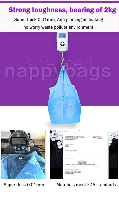 Diaper Disposal Bags for Baby,On The Go,Fresh Light Baby Powder Faint Scented,Easy Tie Handles, Diaper Bags Disposable for Diaper Sacks Poop Pet Trash Bags Or Dirty Costumes, 270 Bags, Blue