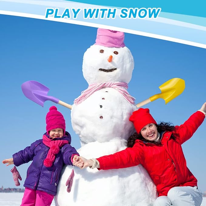 Amarlozn Beach Sand Shovels Toy for Kids, Jumbo Gardening Tool Kit, 16" Sturdy Long Handheld Wooden ABS Plastic Spade Scoop for Sand Snow Digging Planting, Summer Winter Backyard Fun (Purple, Yellow)