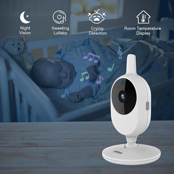 Baby Monitor with 2 Cameras, Video Baby Monitor, 4.3" LCD Split Screen,2-Way Audio, Crying Detection, Night Vision, Temperature Detection