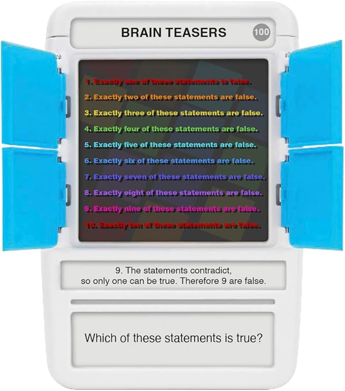 100 PICS Brain Teasers Travel Game - Solve 100 Puzzles | Flash Cards with Slide Reveal Case | Card Game, Gift, Stocking Stuffer | Hours of Fun for Kids and Adults | Age 6+