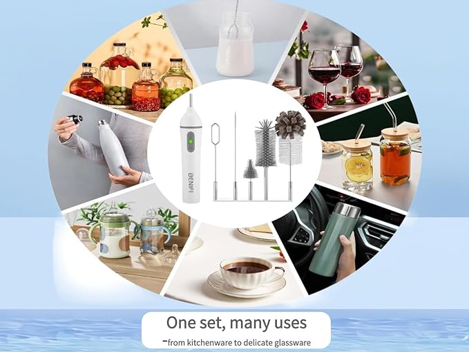 Electric Bottle Brushes Set, Baby Bottle Brush Cleaner, Portable Cleaning Brush Set, Silicon Bottle Brushes, Formula Mixer, Nipple Brush, Straw Brush, Soap Dispenser