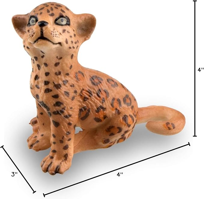 Toymany 7PCS Jaguars Figurines with Jaguars Cub and Tree Trunk, Realistic Jungle Animals Figures Family Playset, Educational Toy Cake Toppers