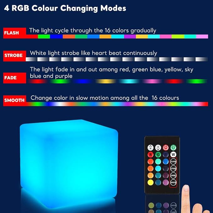 6-inch LED Cube Light, RGB 16 Colors Tesseract Cube w/Remote, Cordless Cosmic Cubes LED Mood Lamp, Waterproof Rechargeable Beside Night Light for Home Nursery Party Decor & Gift