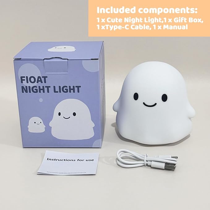 Halloween Ghost Night Light, Kids Halloween Gifts - Cloud Nightlight, Halloween Decorations, Squishy Silicone, Dimmable, Rechargeable, 30-Min Timer, Bedroom Nursery Bedside, Room Decor