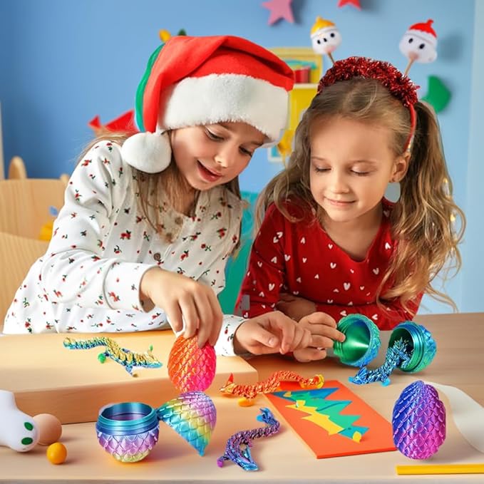 3D Printed Dragon Egg, 3D Printer Articulated Crystal Dragon Fidget Toy for Teen Boy Kid