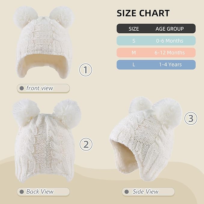 Zsedrut Winter Baby Boy Hats Pompom Baby Beanie for Girls Fleece Newborn Infant Toddler Beanie
