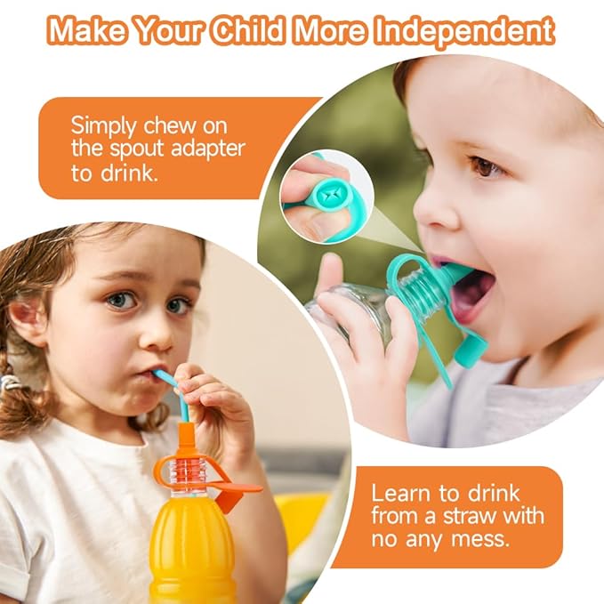 Morlike Baby Water Bottle Cap Silicone Bottles Top Spout Adapter Replacement for Toddlers Kids and Adults, Protects Kids Mouth - No Spill & BPA Free (Mix - 8 Pack)
