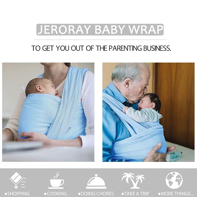 Baby Wraps Carrier, Jeroray Baby Carrier,Hands Free Infant Carrier, Lightweight,Breathable,Softness,Baby Blue