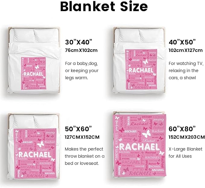Personalized Throw Blanket with Name Custom Blankets Customized Baby Blanket for Girls Kids Adult Birthday Gift