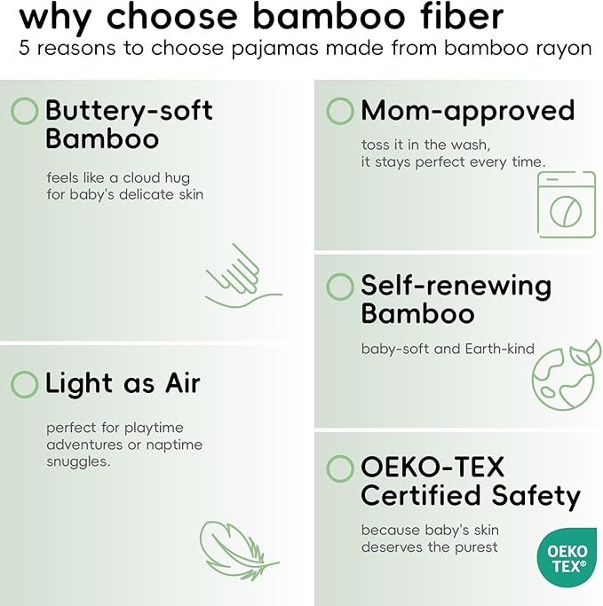 pureborn Baby Toddler Kids Viscose from Bamboo Pajamas Set Pjs 2pcs 18M-8Y