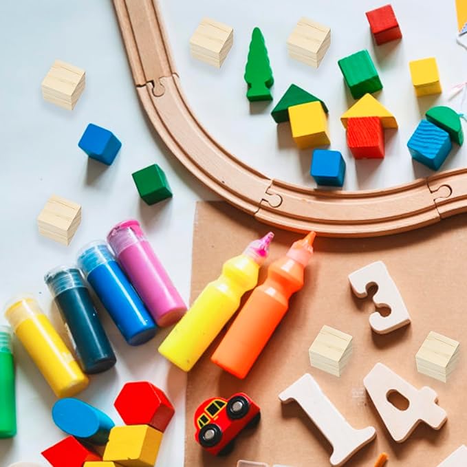 120 Pcs 1 Inch Solid Wood Cubes - Natural Unfinished Mini Blocks for DIY Miniatures Crafts, Puzzle Making, Painting & Wood Carving Art Projects