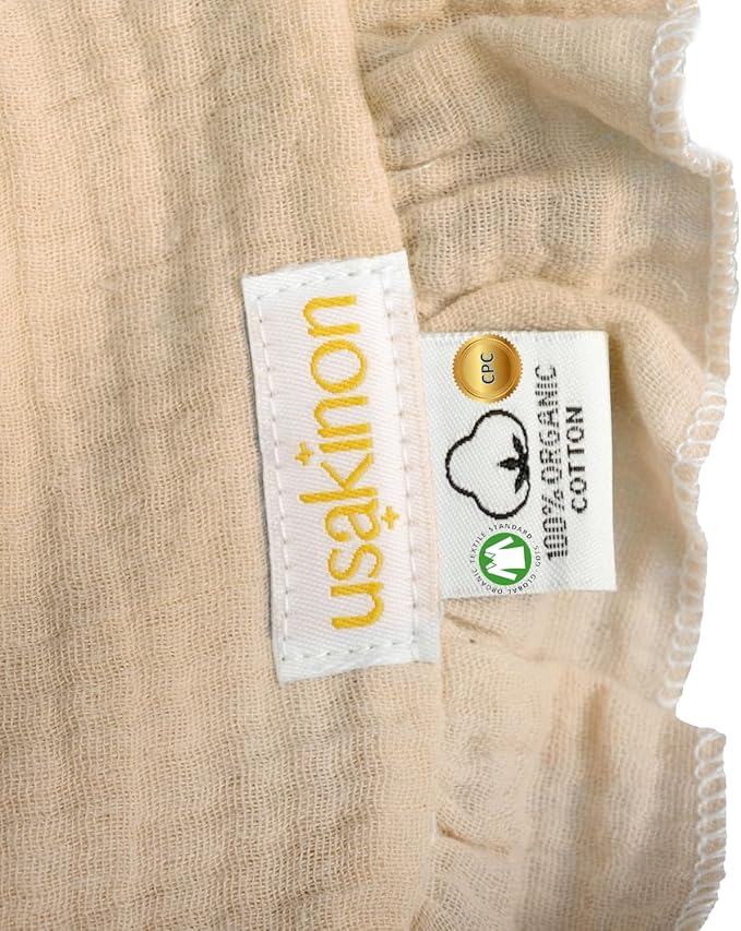 usakinon® 100% Organic Muslin Cotton Baby Bibs 2 Pack – Soft, Absorbent & Safe Newborn Essentials, CPC Certified