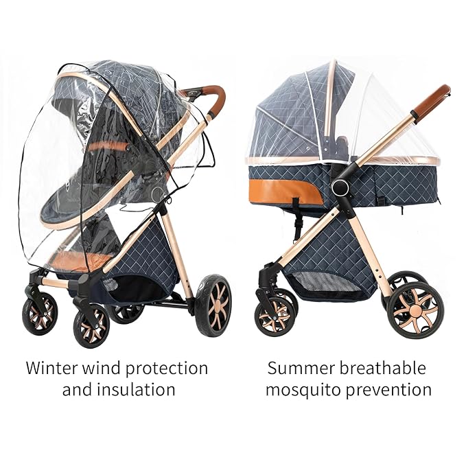 2 in 1 Baby Stroller, Convertible Pram, Reversible Standard Stroller, Portable Baby Buggy, Infant Carriage, Foldable High Landscape Pushchair for Toddler Newborn (225 Grey)