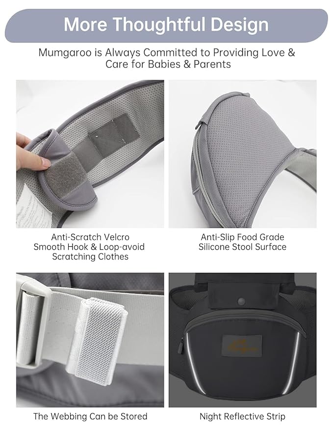 Baby Carrier with Hip Seat, 6 in 1 Baby Carrier Newborn to Toddler, Adjustable Infant Carrier with Hood, All Seasons & All Position Baby Holder Carrier for 0-36 Months