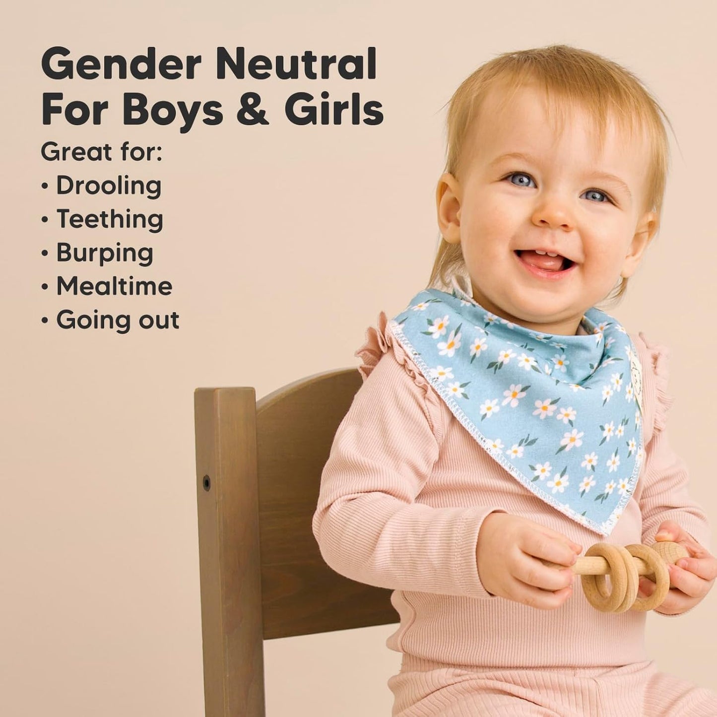 8-Pack Organic Baby Bandana Bibs for Girls - Super Absorbent Triangle Baby Bibs for Drooling and Teething Infant, 100% Cotton Extra Soft for Newborn, Infant 0-36 Months (Flourish)