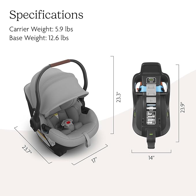 UPPAbaby Aria Lightweight Infant Car Seat/Just Under 6 lbs for Easy Portability/Base with Load Leg + Infant Insert Included/Direct Stroller Attachment/Anthony (Grey/Chestnut Leather)
