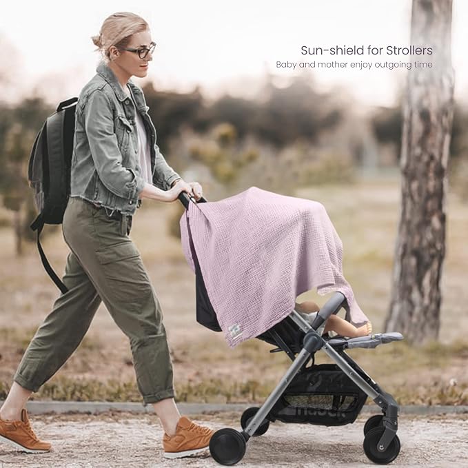 Lulu moon Muslin Swaddle Blanket Baby Receiving Blankets Neutral, 2 Pack, Purple