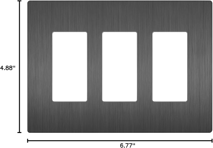 LIDER Brushed Finish Decorator Switch Cover, Screwless Wall Plate, Mid-Size 3-Gang 4.88" x 6.77", Unbreakable Polycarbonate Thermoplastic, UL Listed, LSWP-33M-BSG, Brushed Space Gray