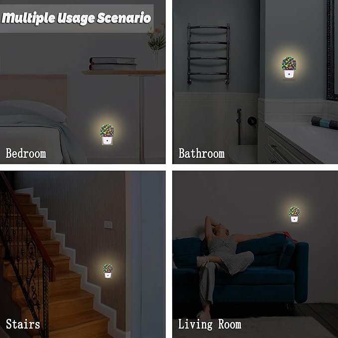 Colorful Magic Mushrooms Night Light, Glowing Mushrooms with Stars Dusk to Dawn Night Light Plug in,0.5w Energy Saving Sleep Friendly NightLights for Kids Boys Girls Home Decor