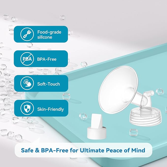 6PCS 15mm Breast Pump Flanges, Duckbill Valves Compatible with Spectra S1/S2/9Plus/Synergy Gold, Motif Luna, Wide-Mouth Bottle Fit, Breast Pump Accessories